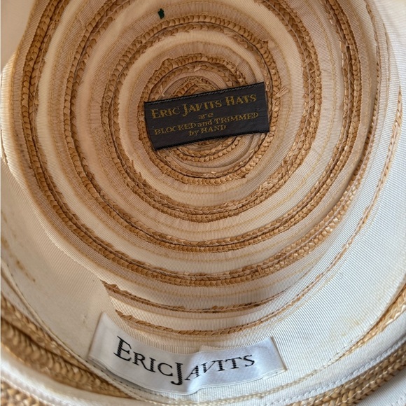 Eric Javits Tan and Cream Striped Hat - Picture 2 of 3